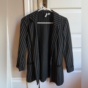 H&M Black Blazer with White Pinstripes